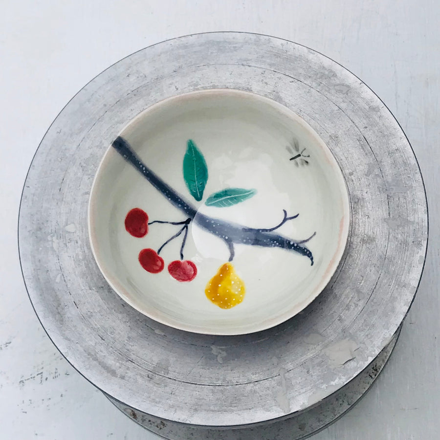 Porcelain breakfast bowl / collection with peas / No.1
