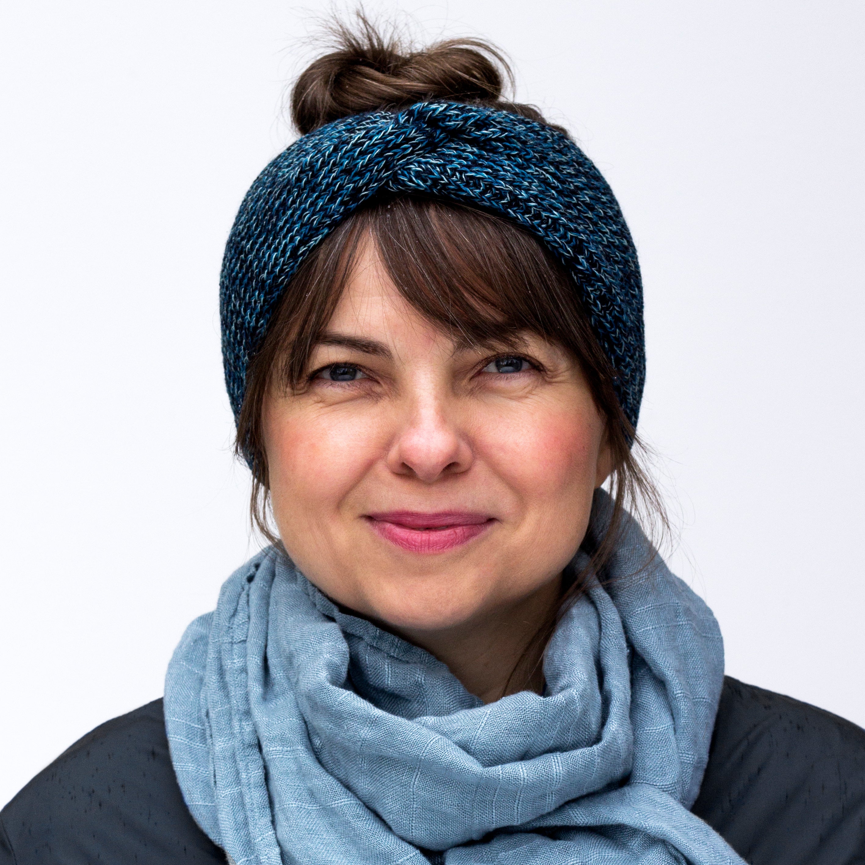 Merino čelenka Melange / blue storm