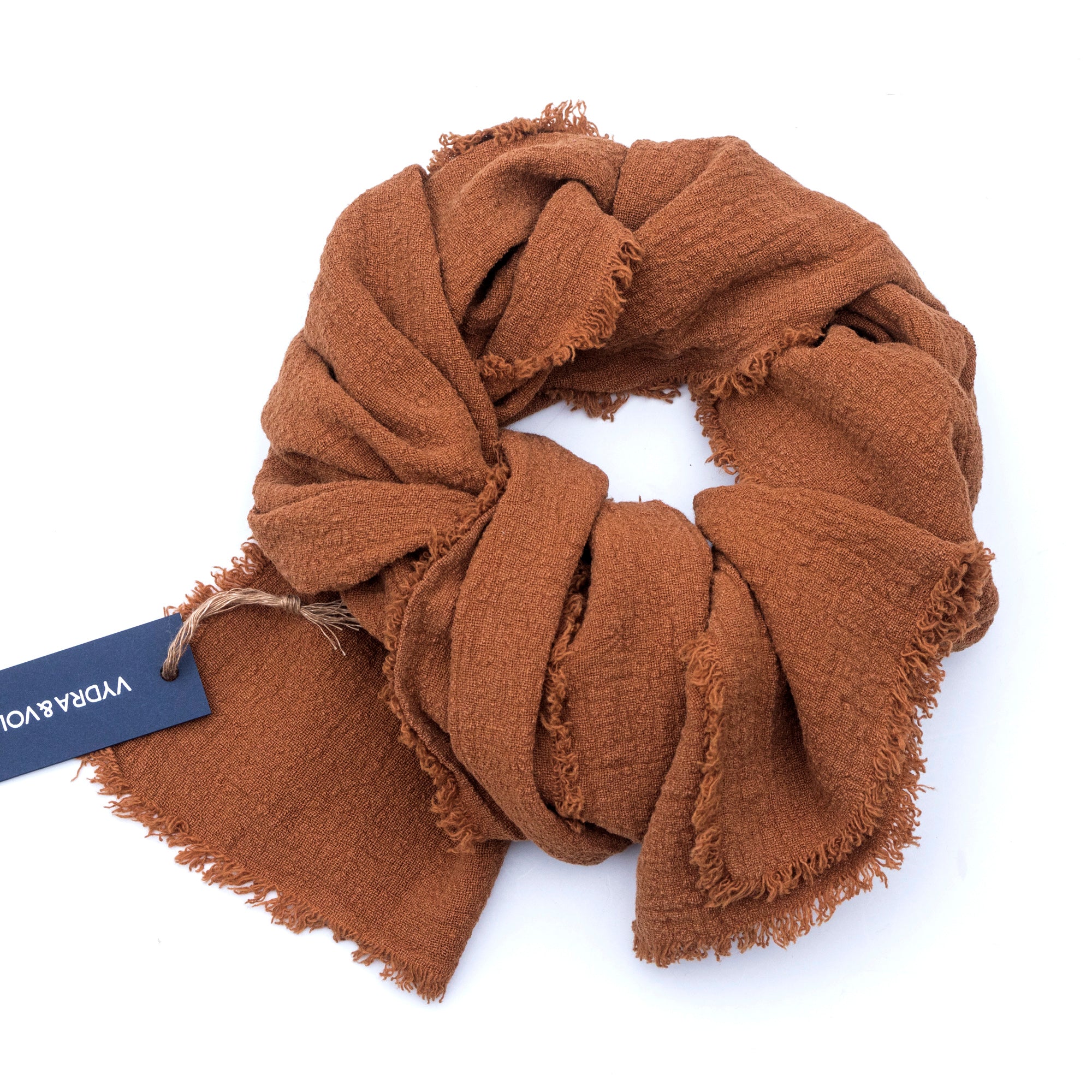 Unisex šál ze lněného krepu v odstínu Glazed Ginger