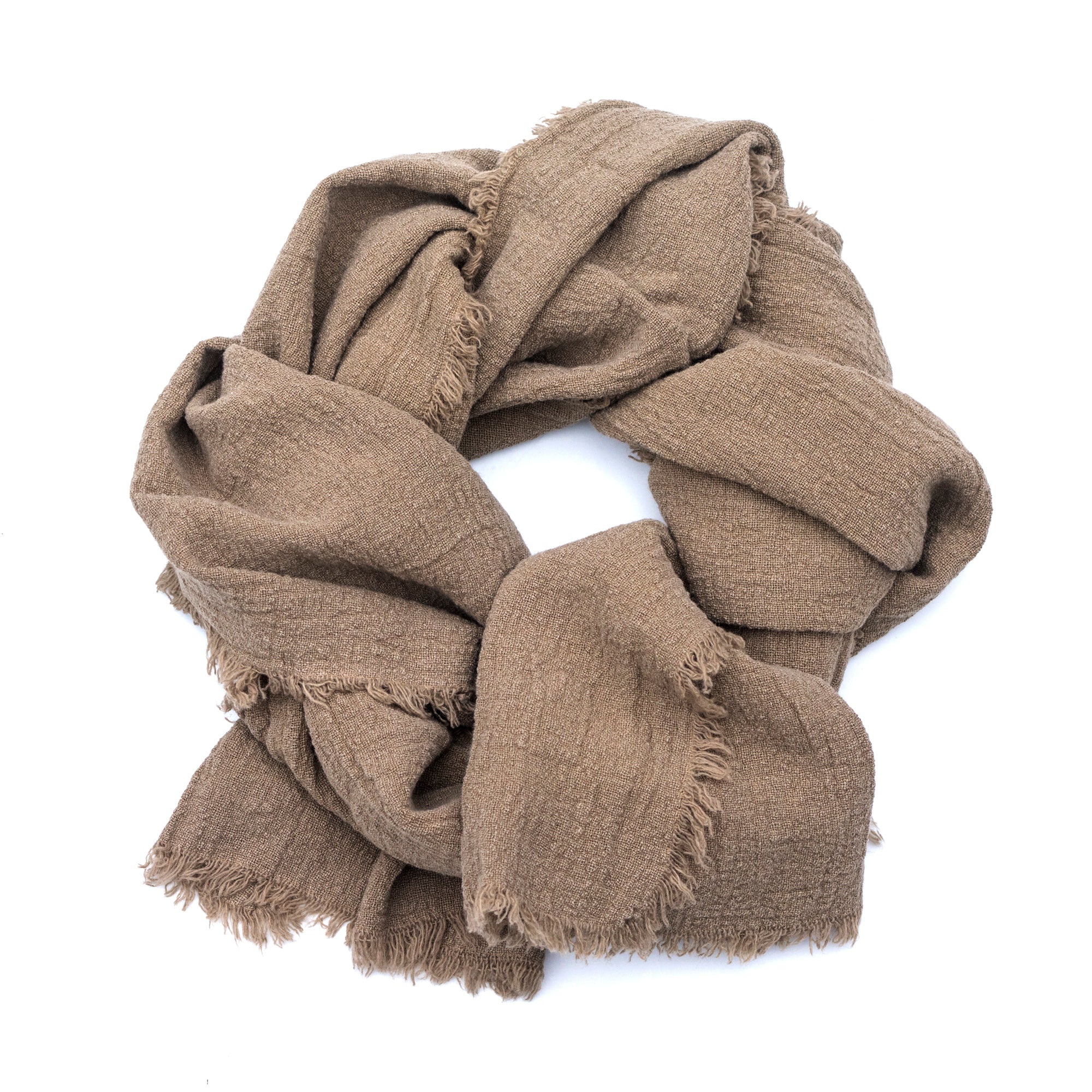 Unisex šál ze lněného krepu v odstínu Olive Gray