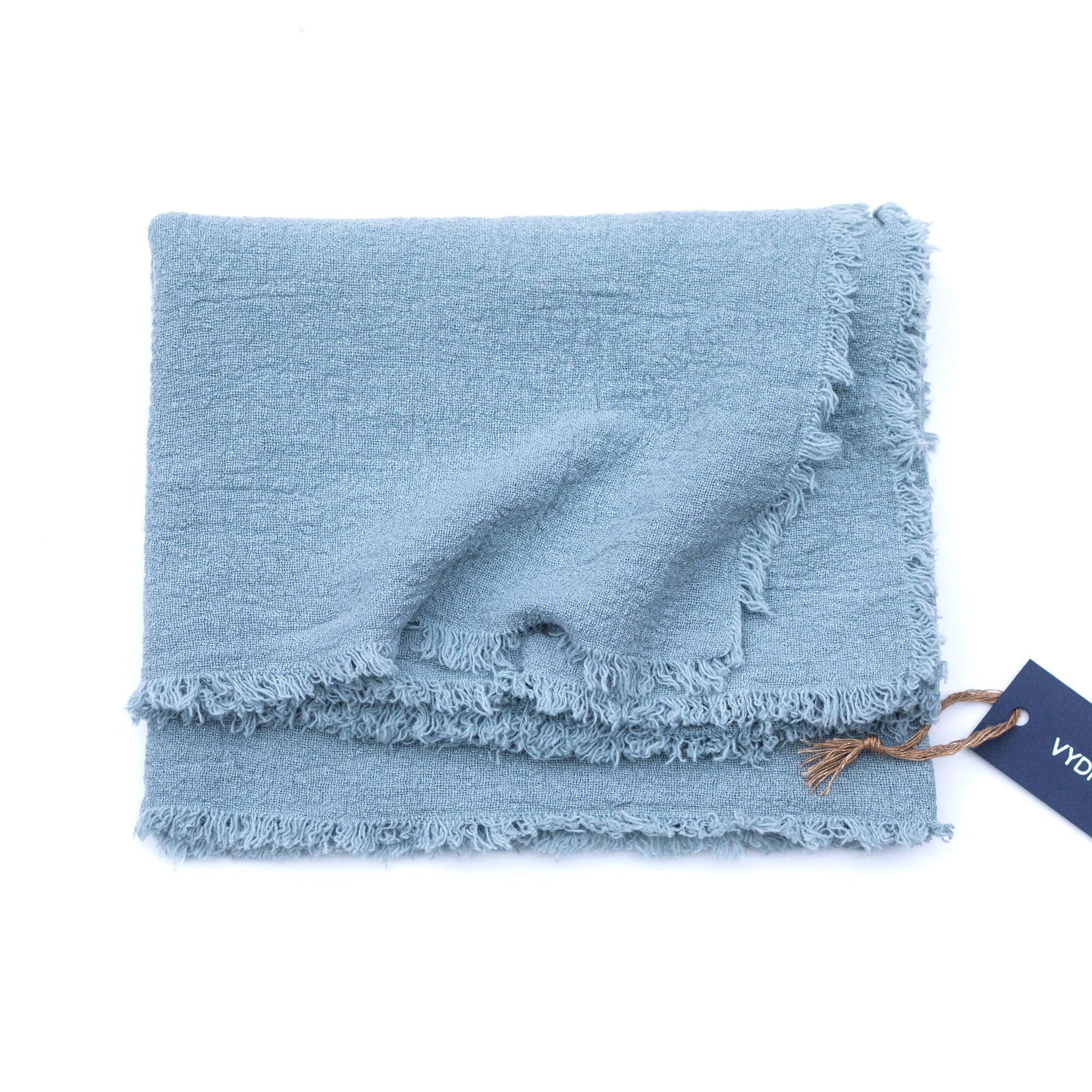 Unisex šál ze lněného krepu v odstínu Stone Blue