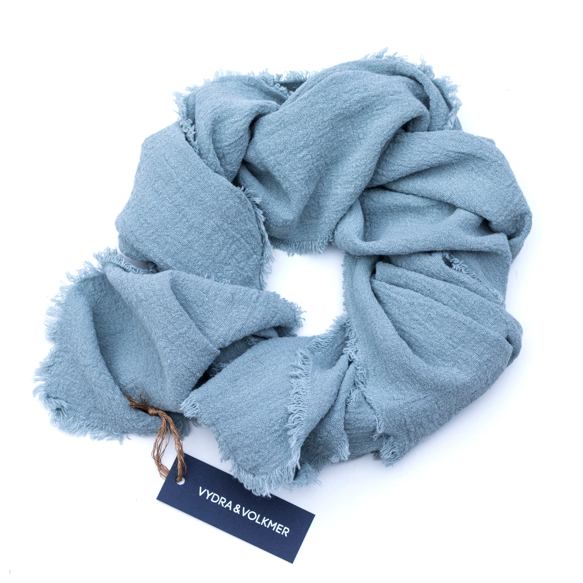 Unisex šál ze lněného krepu v odstínu Stone Blue