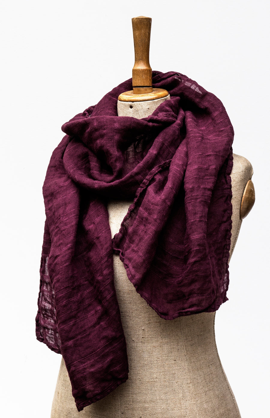 Luxuriously fine linen scarf in Windsor Wine shade