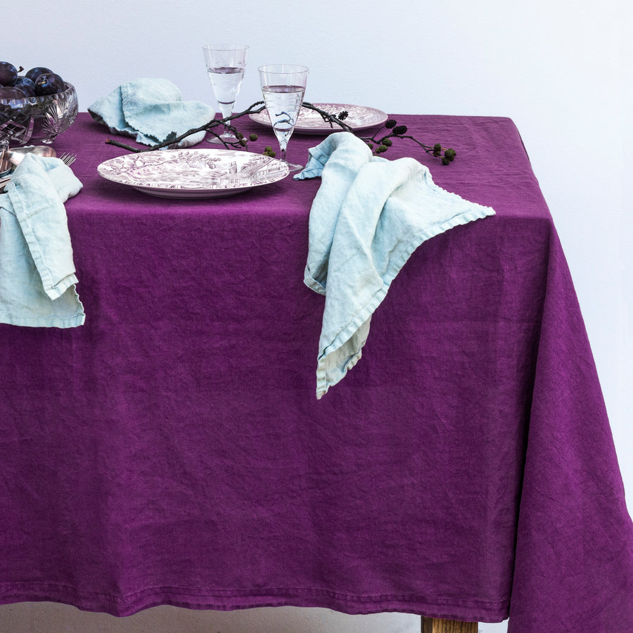 Lněné ubrousky s vambereckou krajkou v odstínu Amaranth Purple - PREORDER