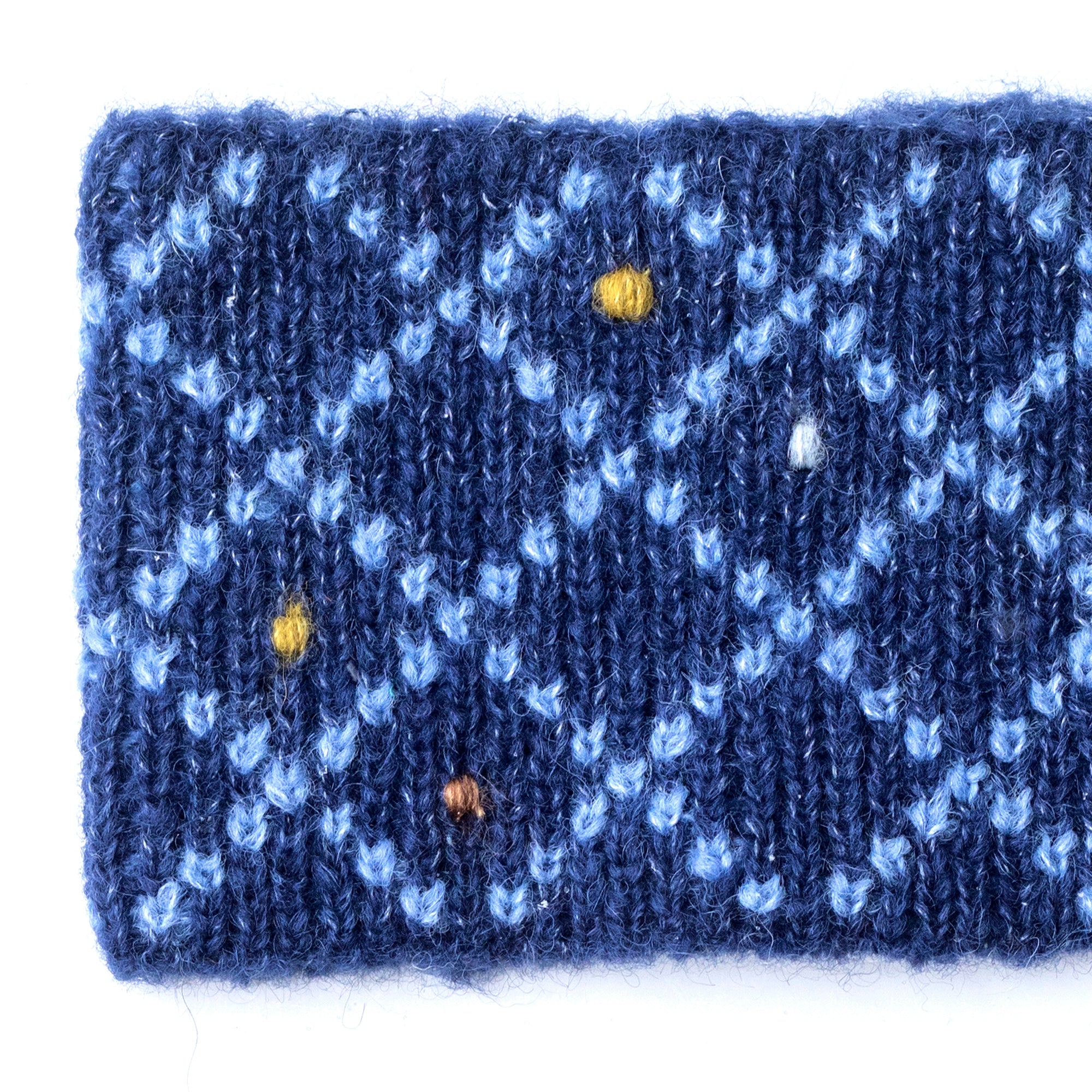 Alpaca & Silk žakárová čelenka s vyšívanými puntíky / modrá