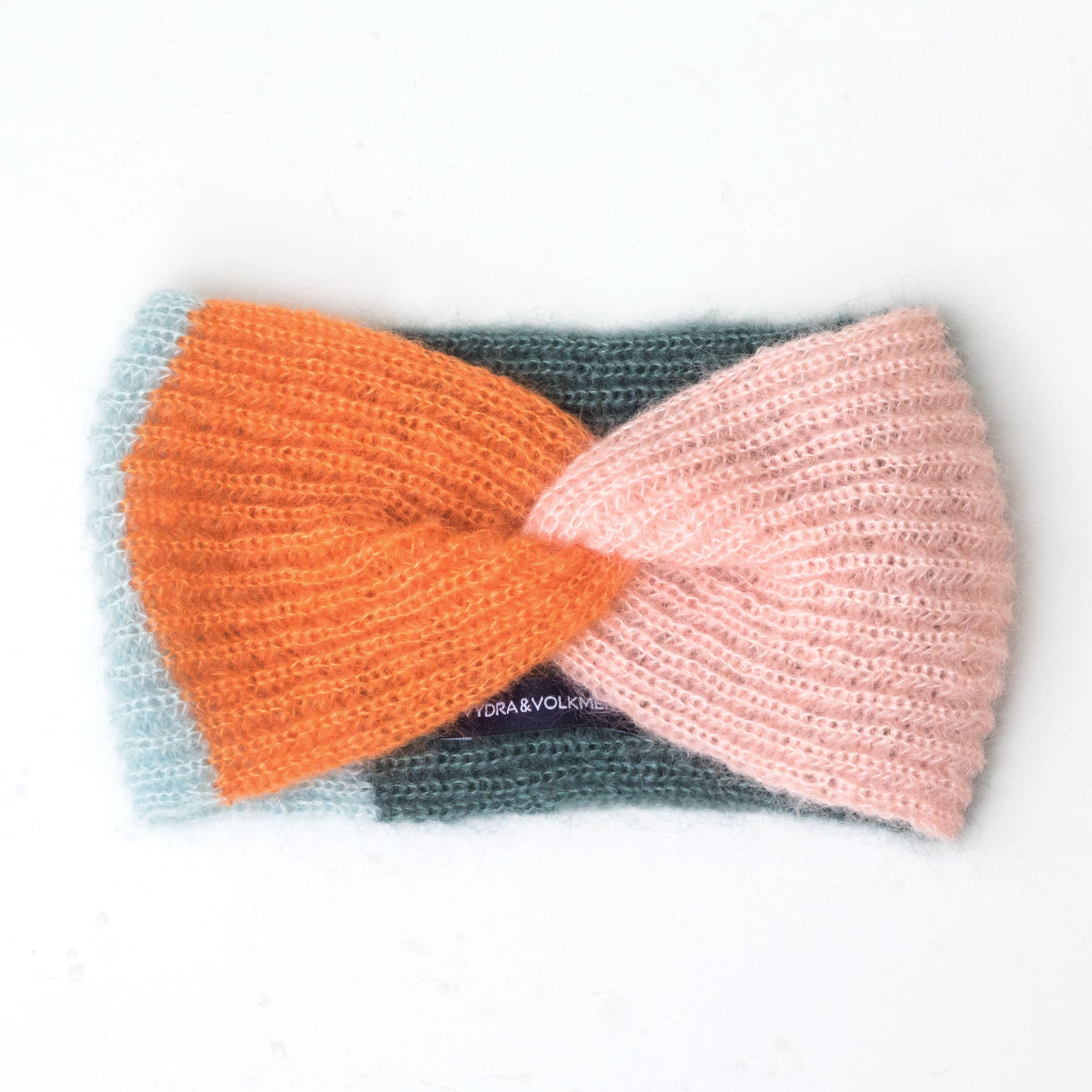 Čelenka z mohéru a hedvábí / barevné bloky