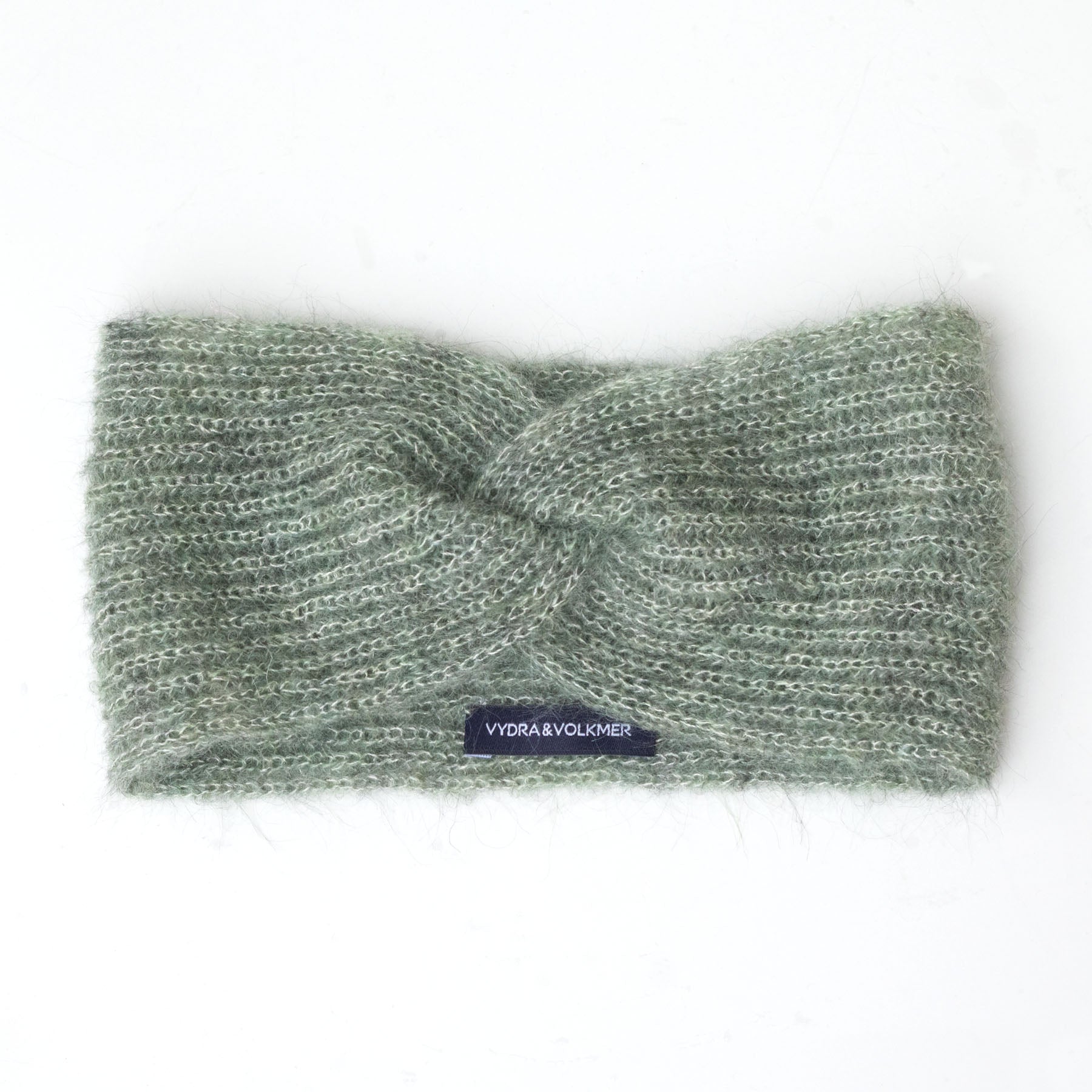 Čelenka z mohéru a hedvábí / šalvějově zelená