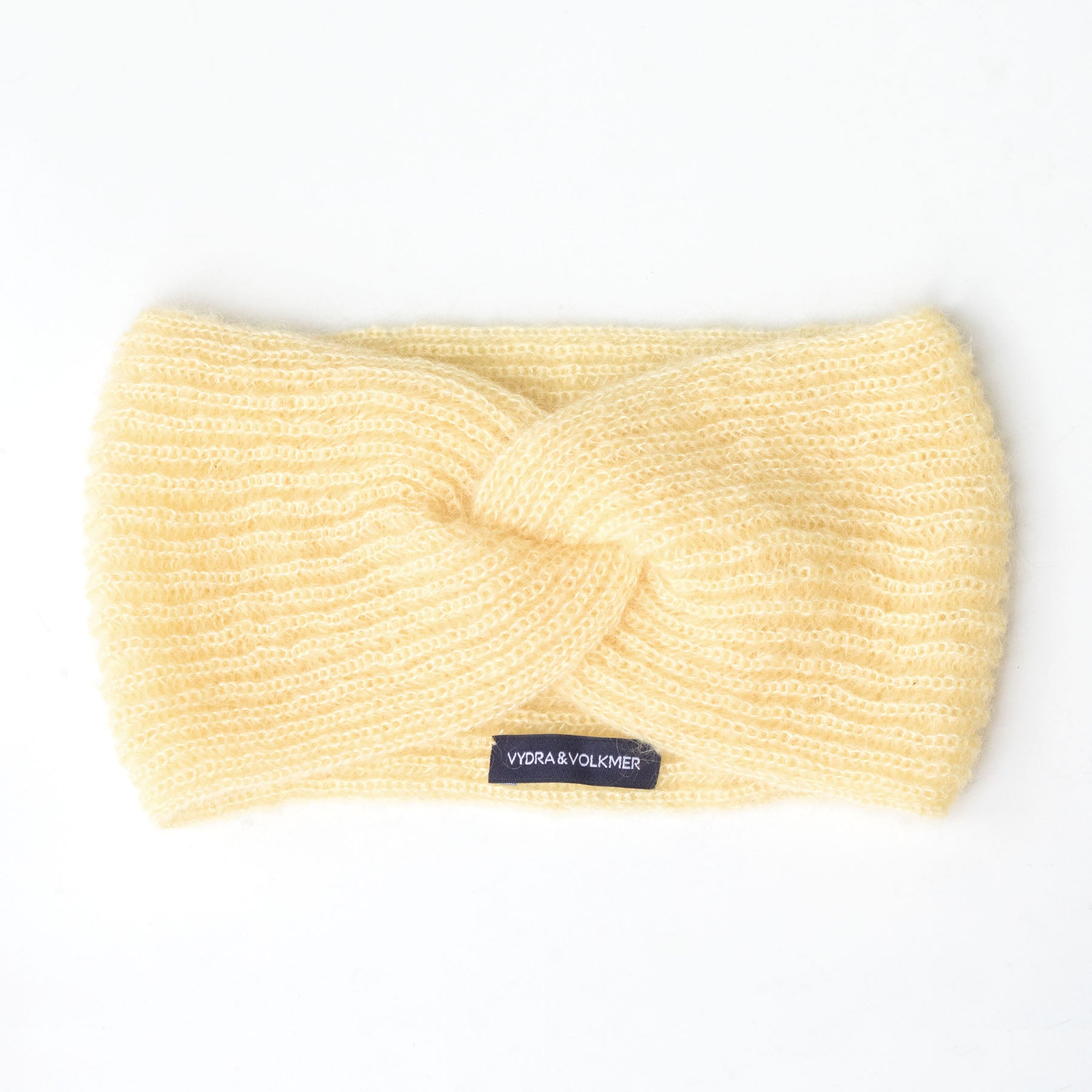 Čelenka z mohéru a hedvábí / pudrově žlutá