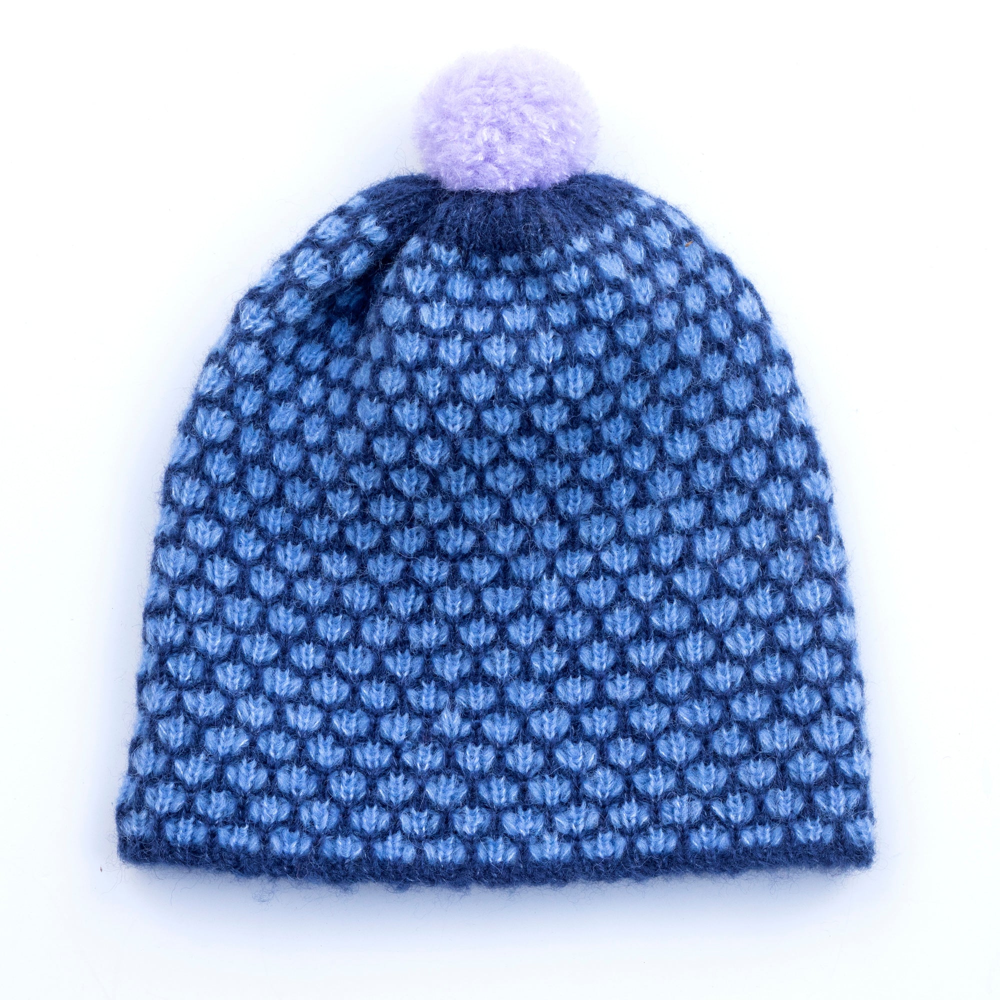 Alpaca & Silk čepice extra pružná mřížkovaná modro-blankytná