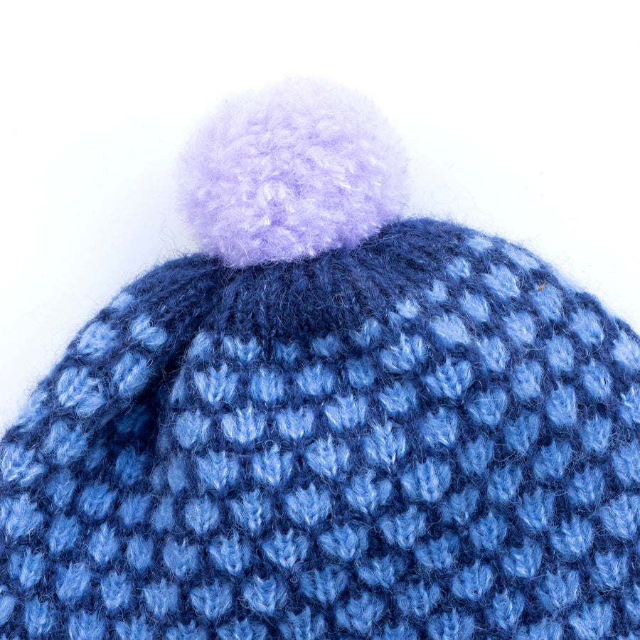 Alpaca & Silk čepice extra pružná mřížkovaná modro-blankytná