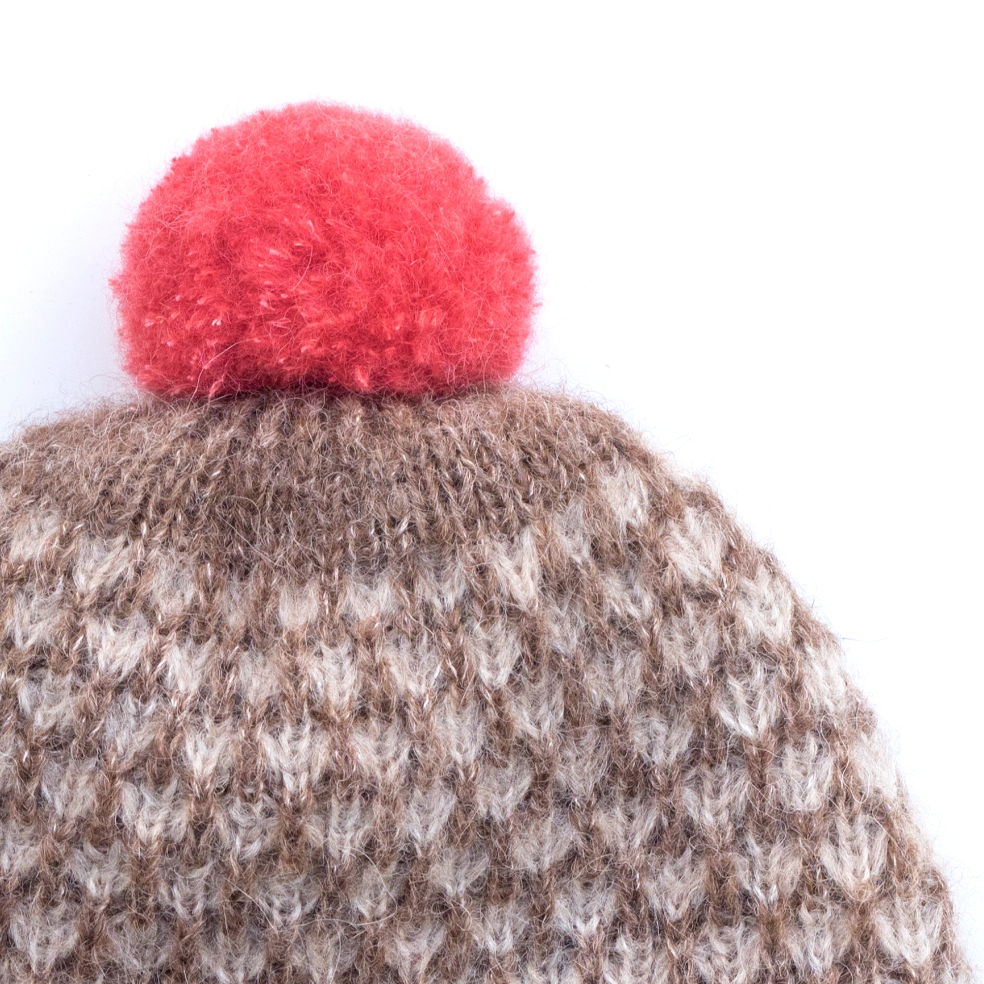 Alpaca & Silk čepice extra pružná mřížkovaná oříškovo-béžová