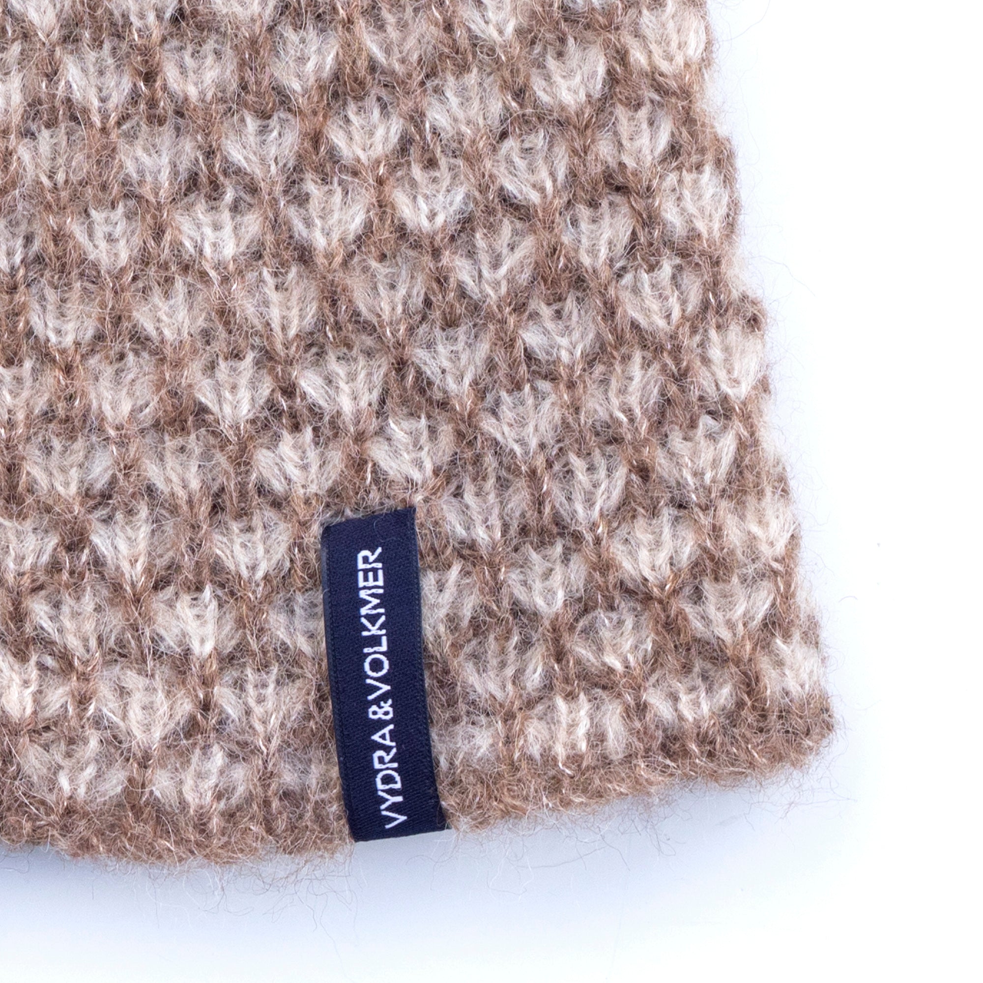 Alpaca & Silk čepice extra pružná mřížkovaná oříškovo-béžová