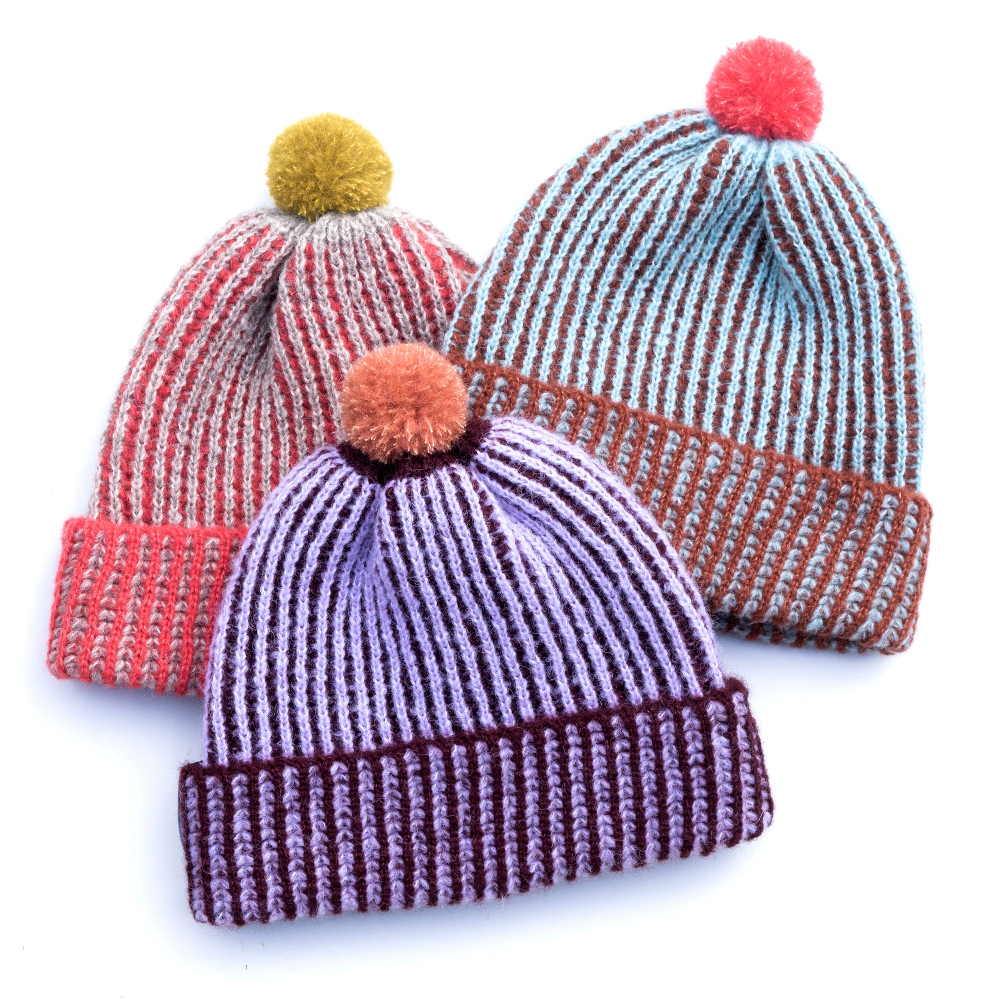 Alpaca & Silk čepice pružná s pruhy švestkovo-levandulová