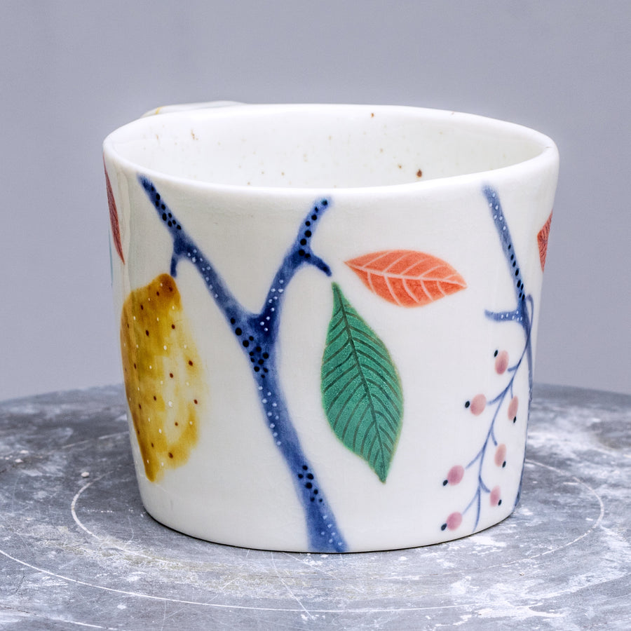 Large porcelain mug / collection with peas / No.1