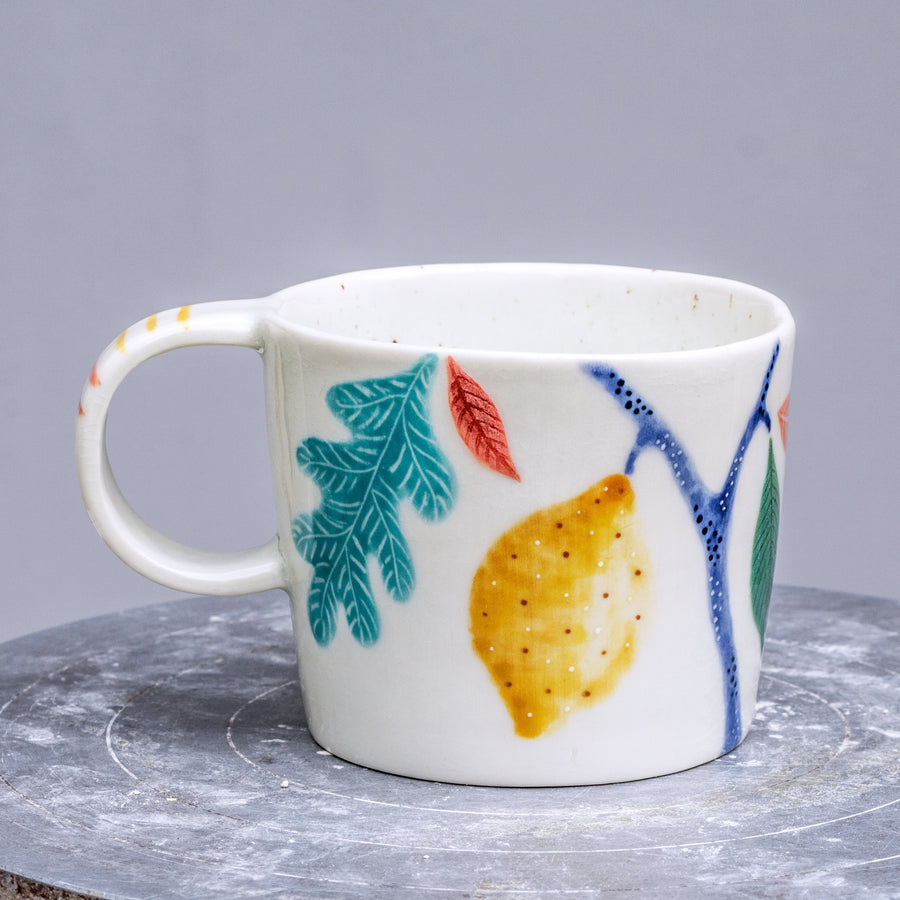 Large porcelain mug / collection with peas / No.1