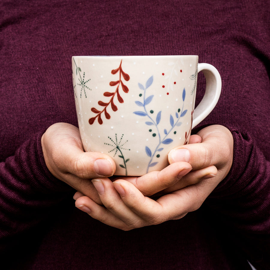 Large porcelain mug / collection with peas / No.1