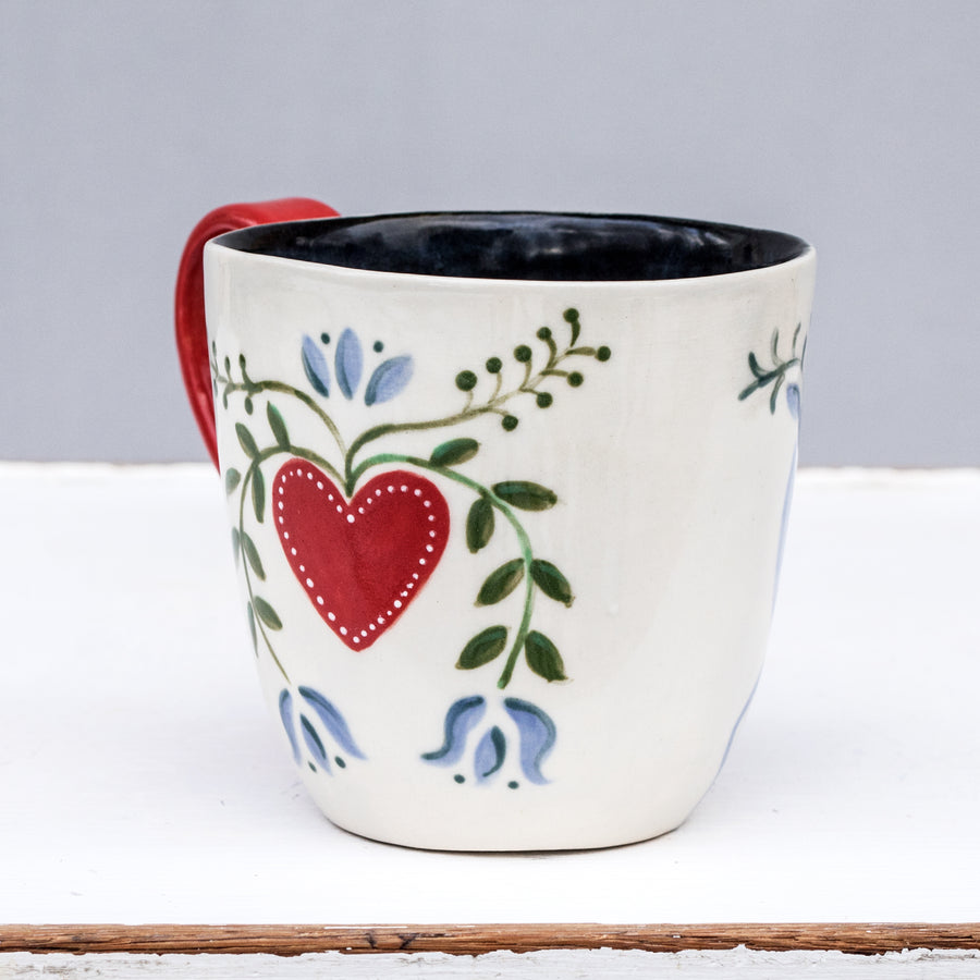 Large porcelain mug / collection with peas / No.1