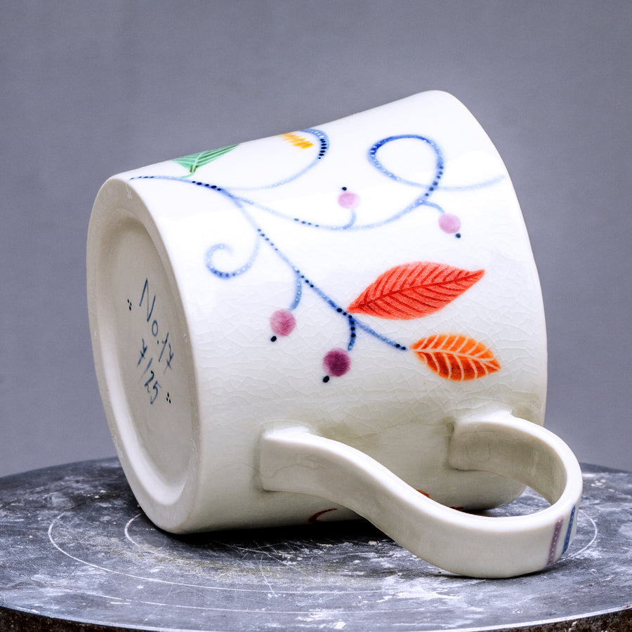 Large porcelain mug with butterflies No.55