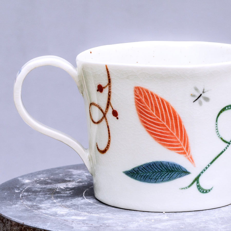 Large porcelain mug with butterflies No.55