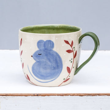 Large porcelain mug / collection with peas / No.1