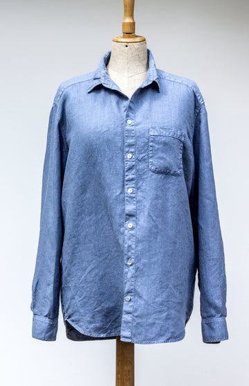Linen unisex shirt in Country Blue shade