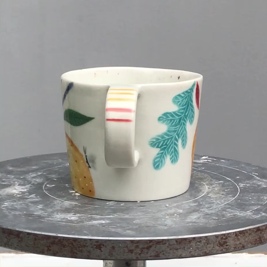 Large porcelain mug / collection with peas / No.1
