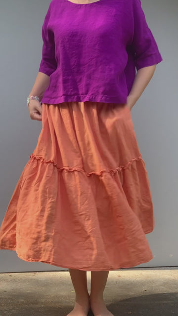 Princess / sukně z luxusní keprové bavlny v odstínu Melon