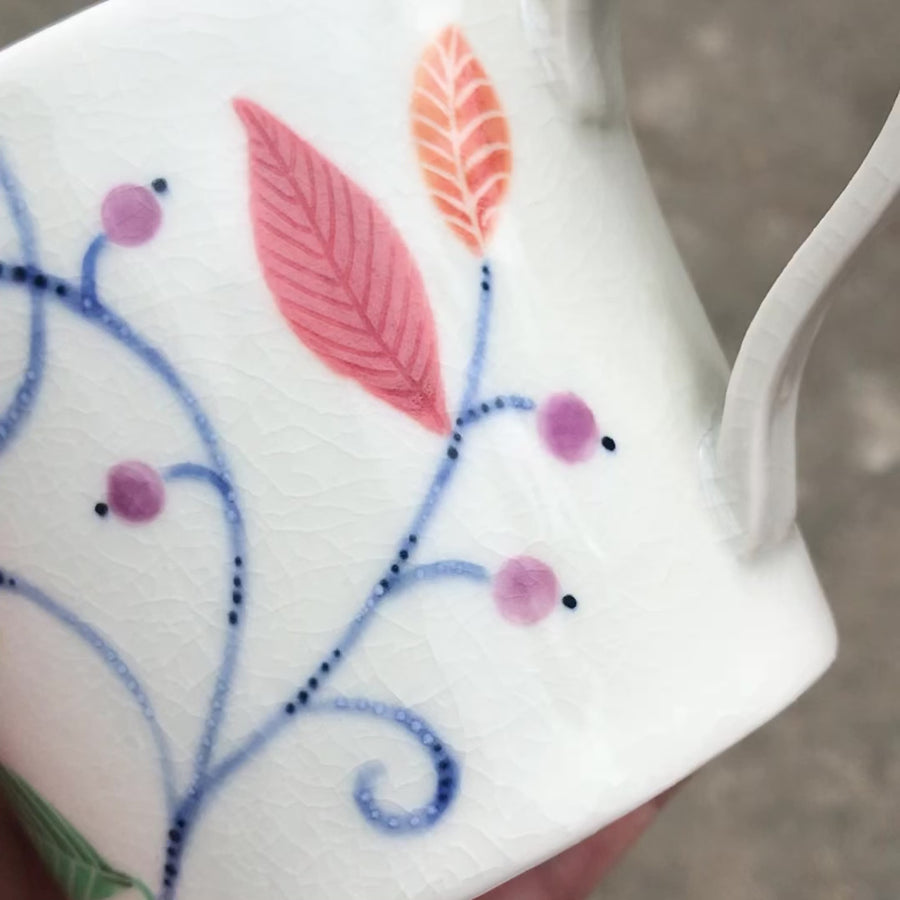 Large porcelain mug with butterflies No.55