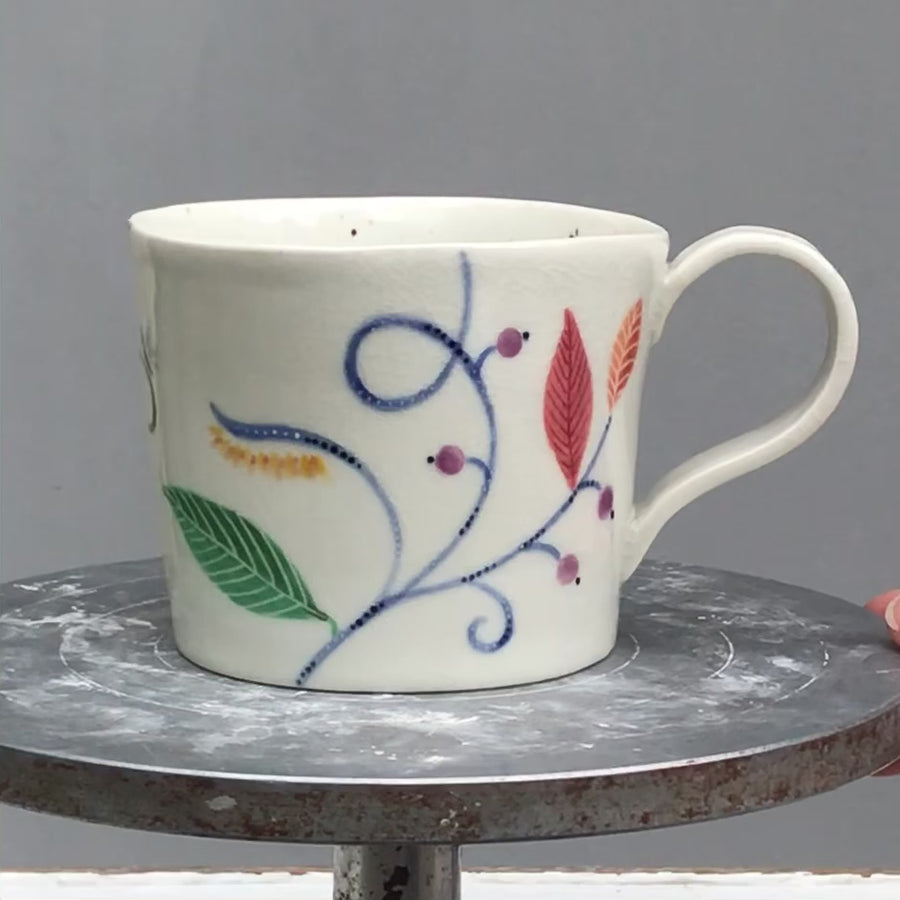 Large porcelain mug with butterflies No.55