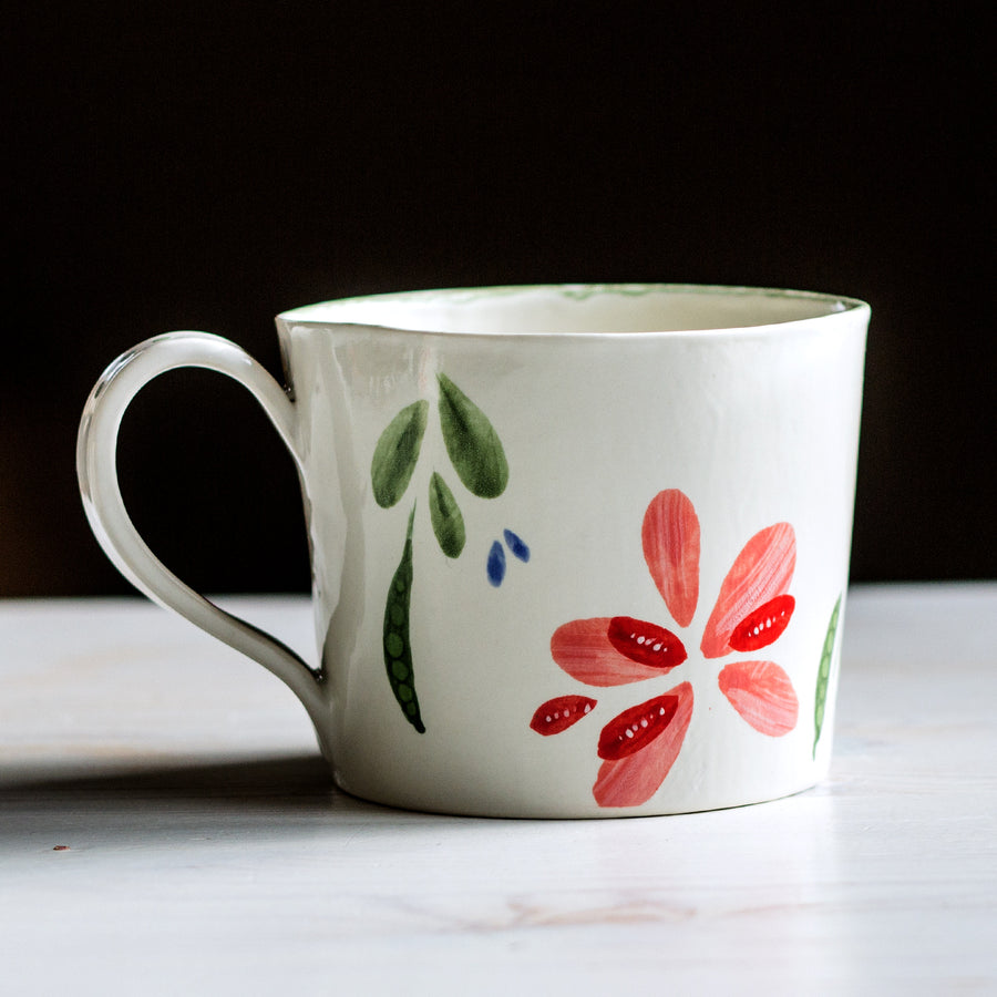 Large porcelain mug / collection with peas / No.3