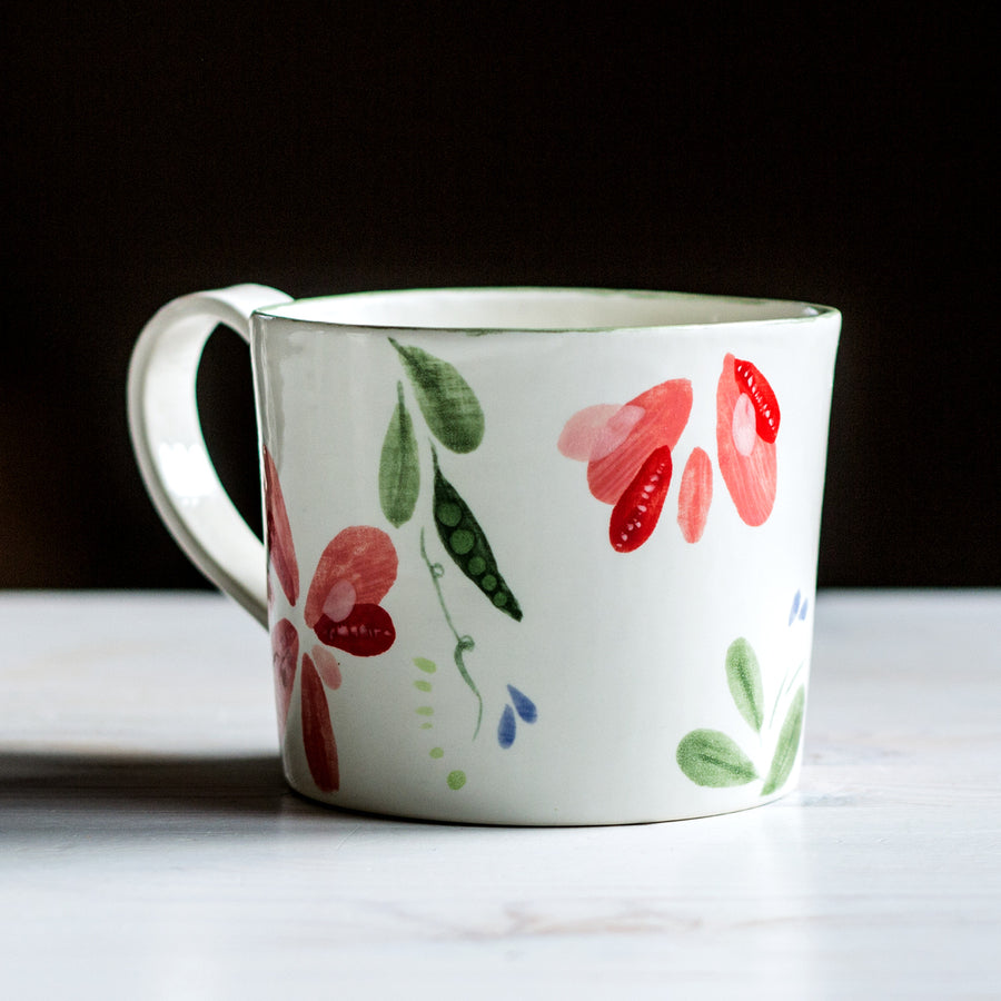 Large porcelain mug / collection with peas / No.4