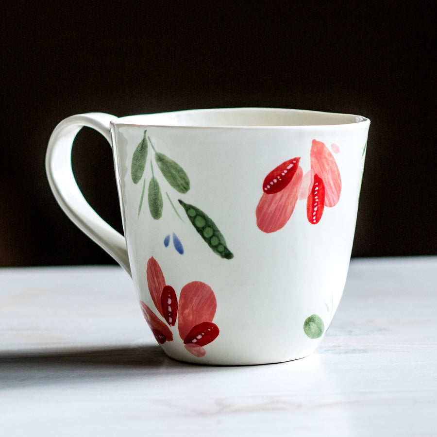 Large porcelain mug / collection with peas / No.6