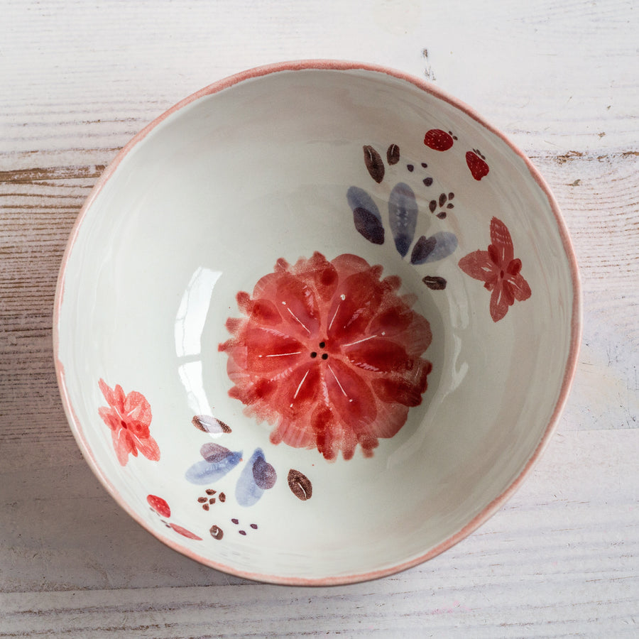 Porcelain breakfast bowl / strawberry collection / No.2