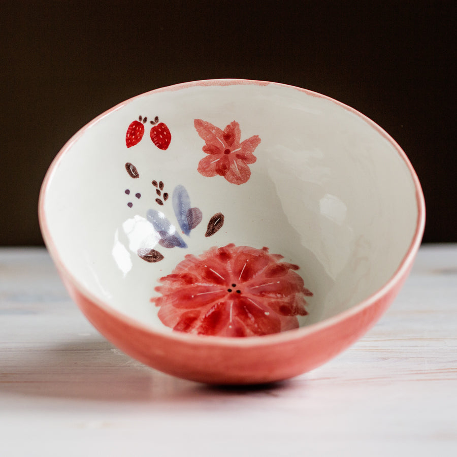 Porcelain breakfast bowl / strawberry collection / No.2