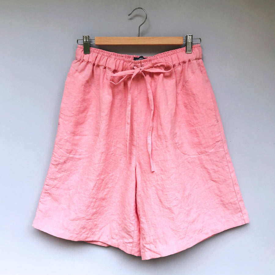 Extra jemné lněné bermudy v odstínu Quartz Pink