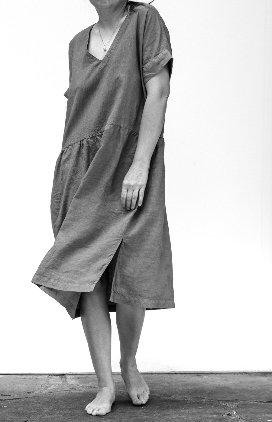 Linen "country" dress in Pantone Mocha Mousse shade - preorder