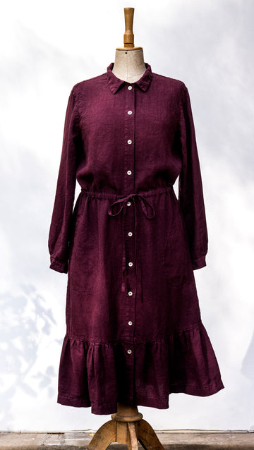 Shirt dress with canier in Windsor Wine shade