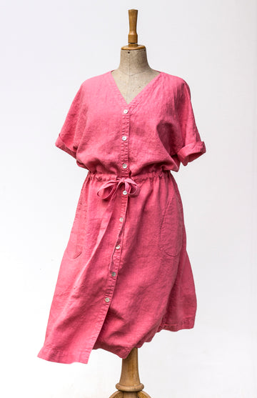 Jarní propínací šaty v odstínu Strawberry Pink - jediný kus