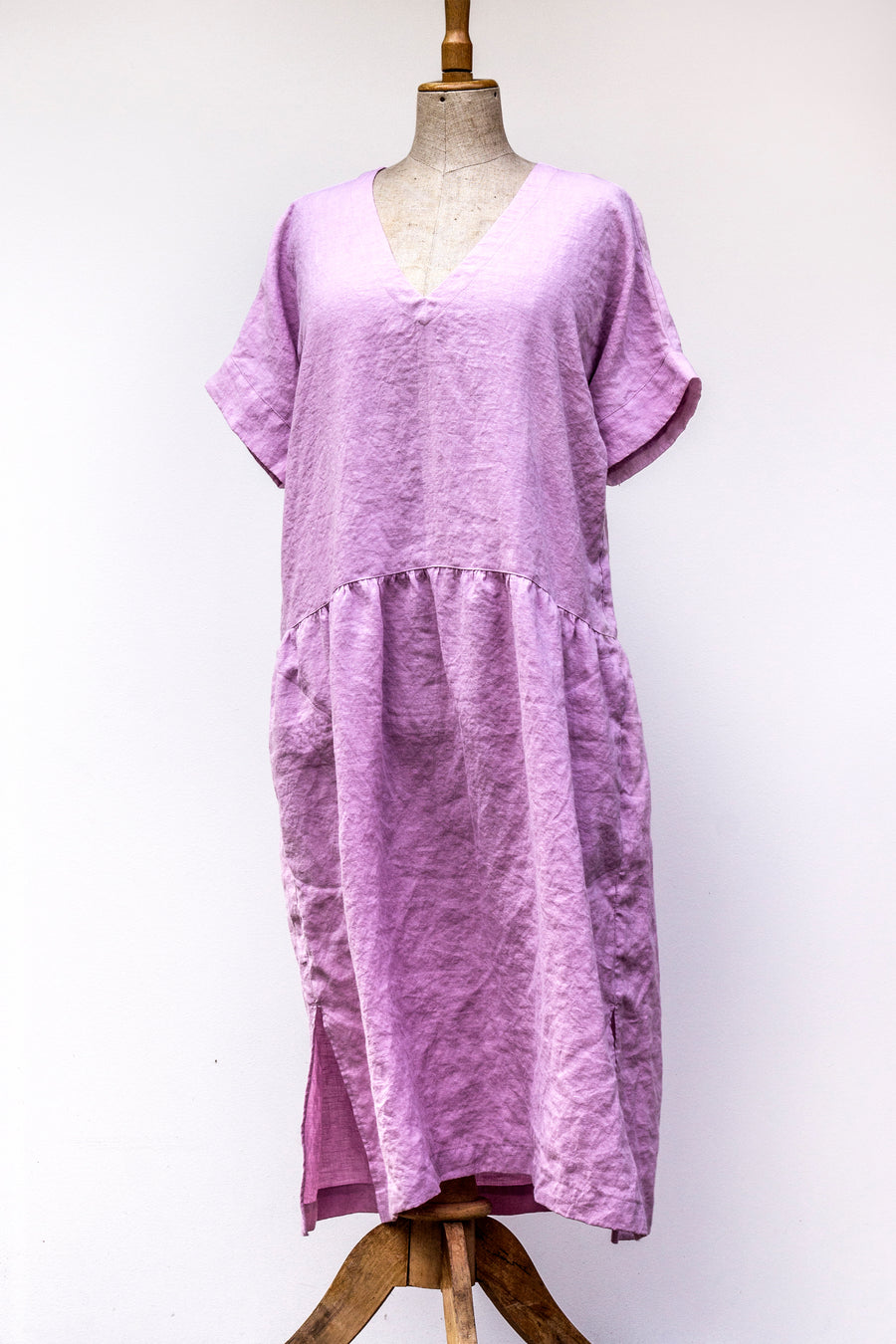 Linen "country" dress in Pantone Iris Orchid shade - preorder