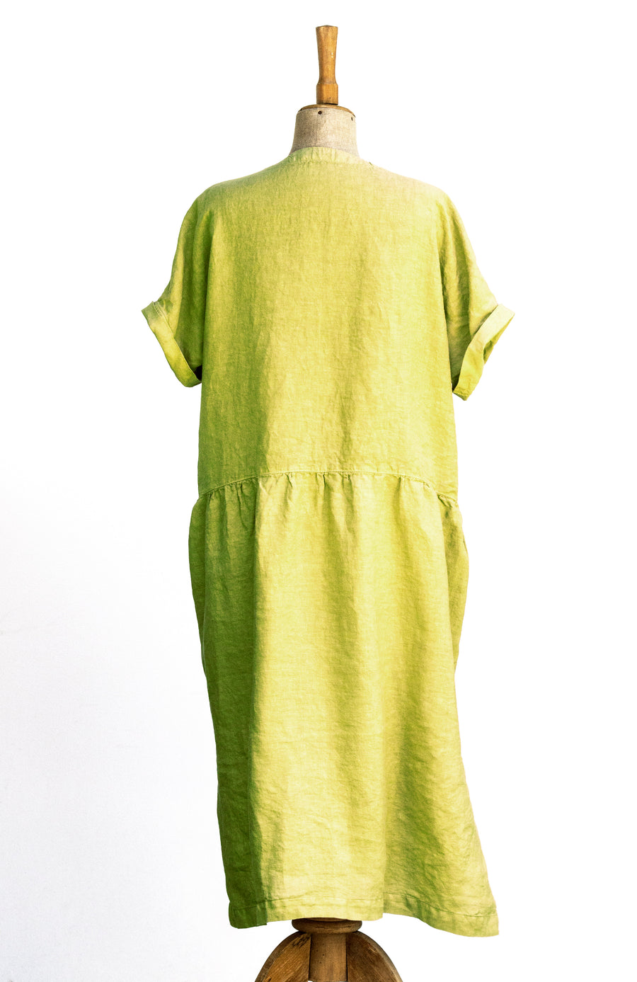 Linen "country" dress in Pantone Limeade shade - preorder