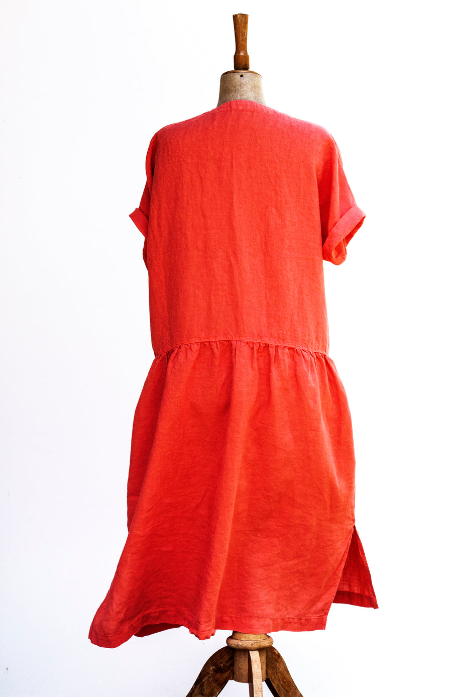 Linen "country" dress in Pantone Orangeade shade - preorder
