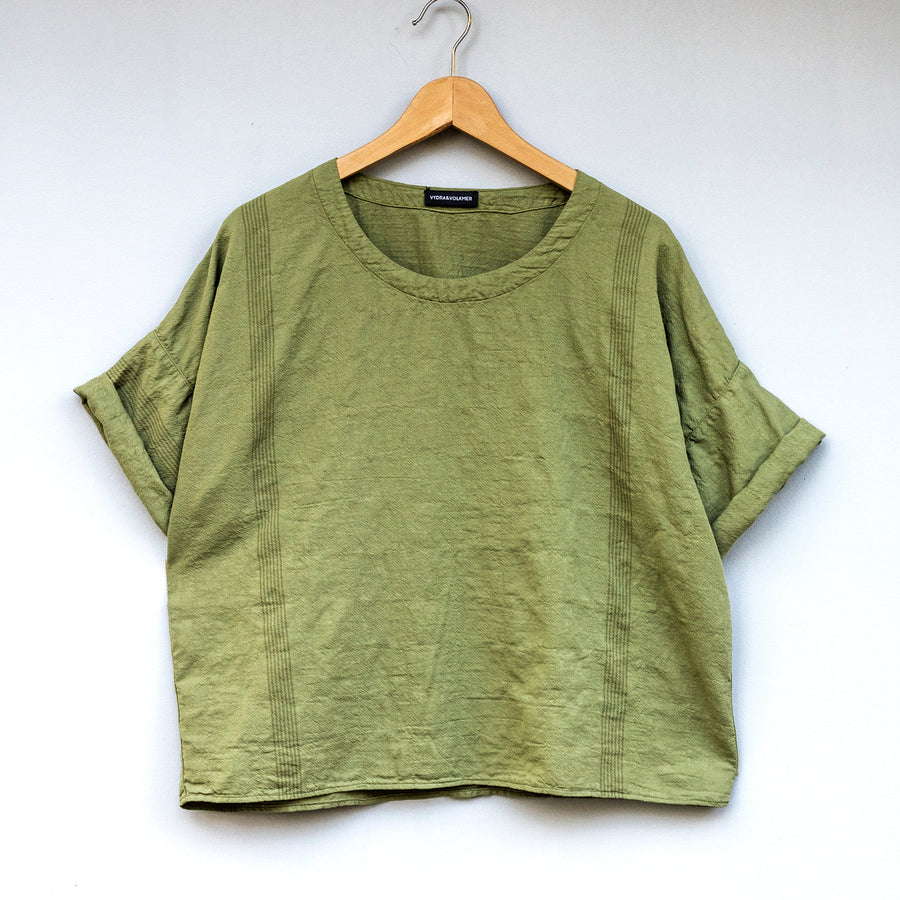 Oversized top z luxusní keprové bavlny v odstínu Iguana