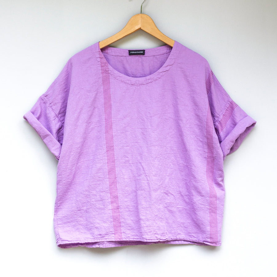 Oversized top with sleeves in Fuchsia Rose shade