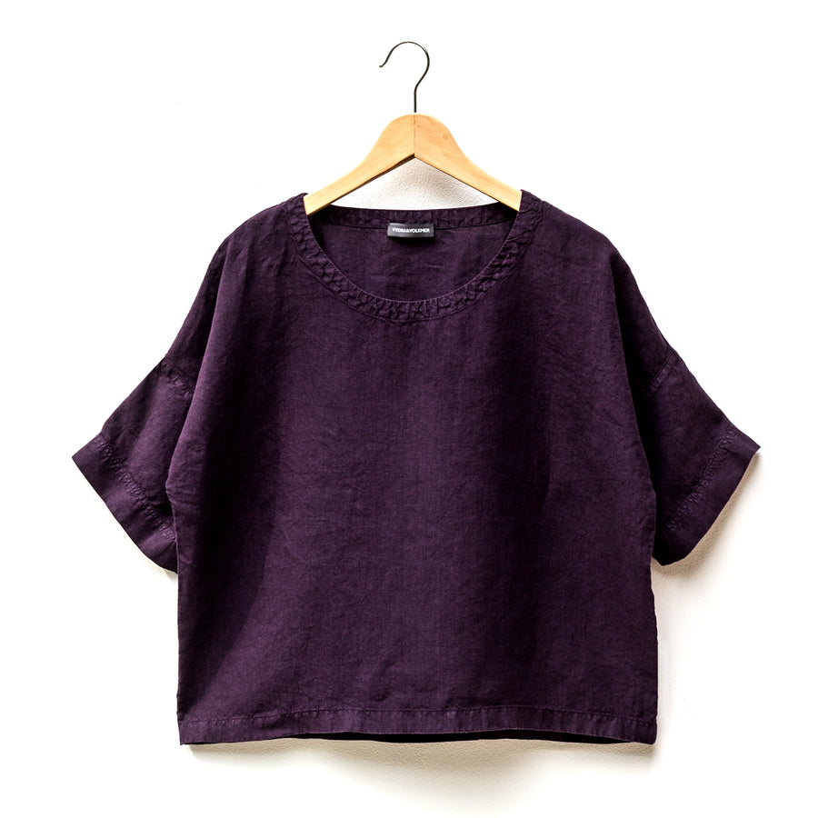 Oversized top with sleeves in Shadow Purple shade