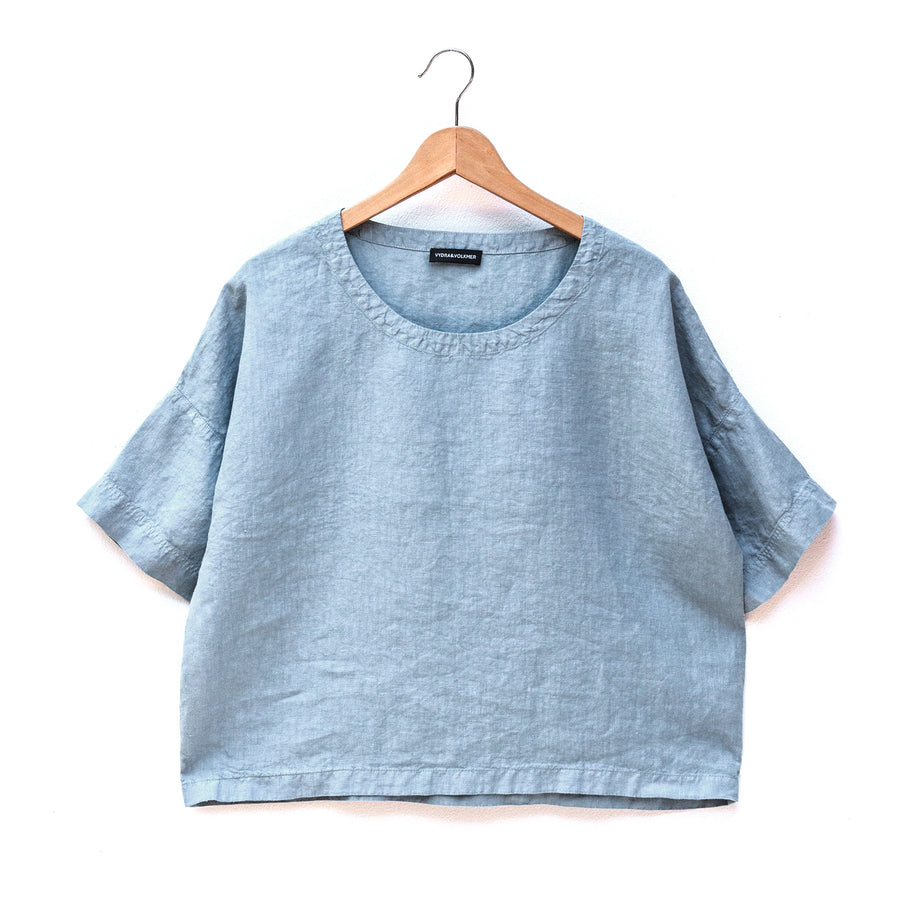 Oversized top with sleeves in Stone Blue shade