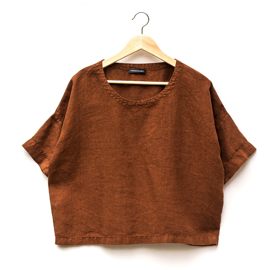 Oversized top with sleeves in Toffee shade