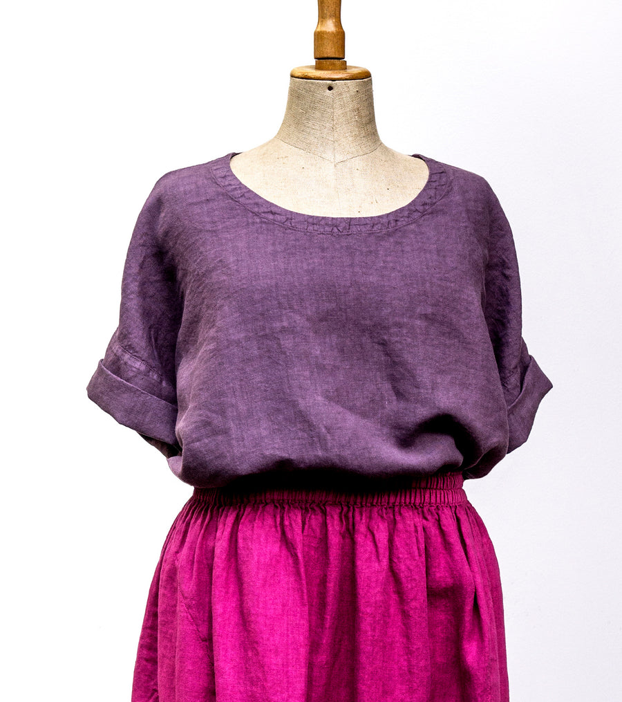 Oversized top with sleeves in Black Plum shade