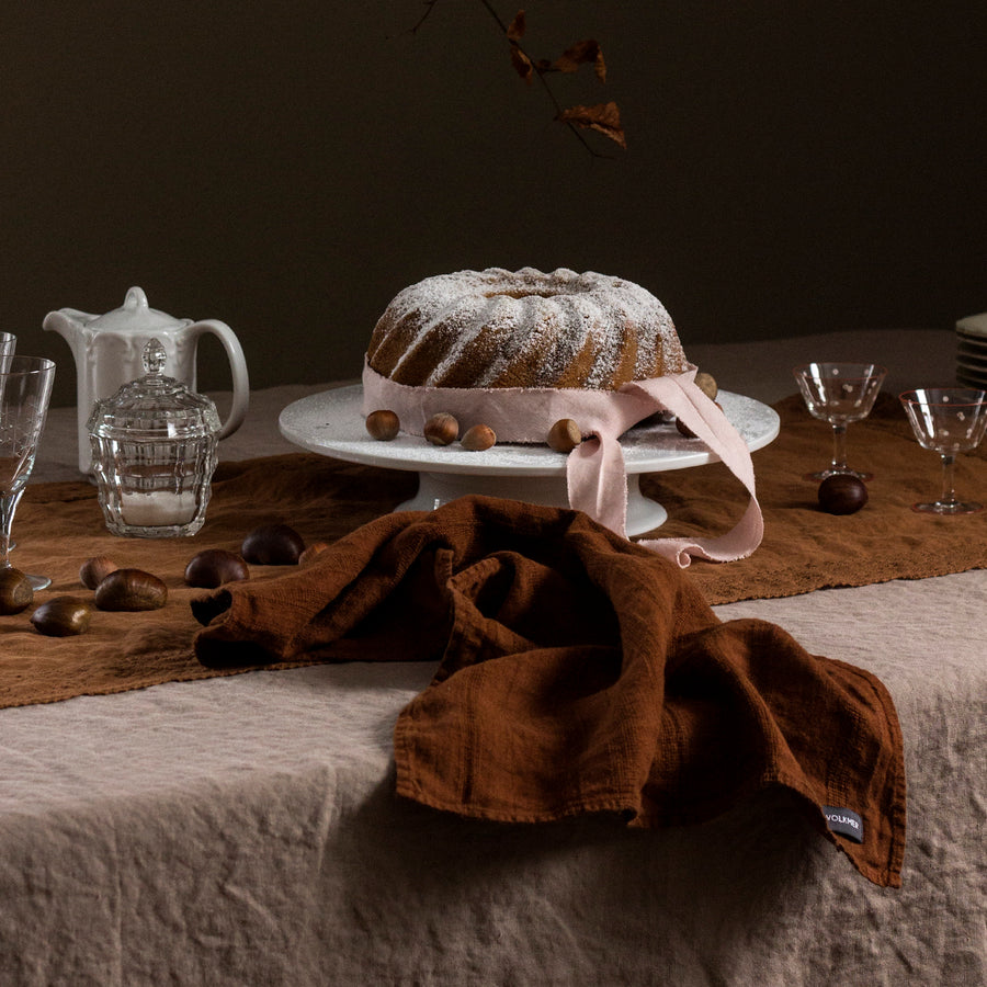 Lněná utěrka-ručník v odstínu Ginger Bread