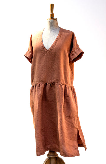 Autumn country dress in Amber Brown shade