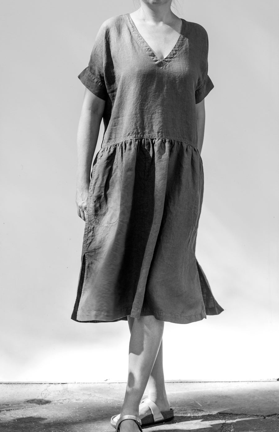 Linen "country" dress in Pantone Orangeade shade - preorder